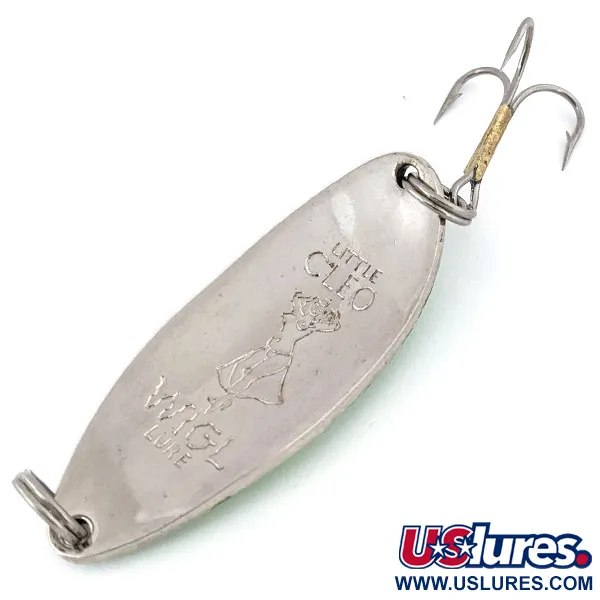 Vintage  Seneca Little Cleo (Hula Girl), 2/3oz Nickel / Green fishing spoon #13912