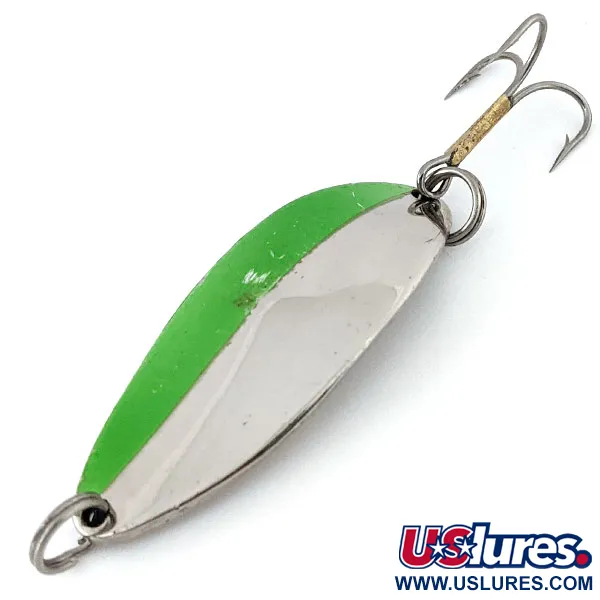 Vintage  Seneca Little Cleo (Hula Girl), 2/3oz Nickel / Green fishing spoon #13912