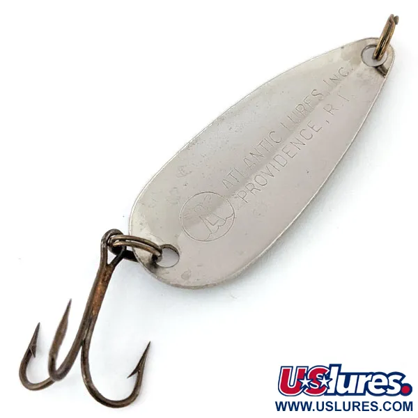 Vintage   Atlantic Lures Sparkling Gem-Spoon, 3/16oz Hammered Nickel fishing spoon #13917
