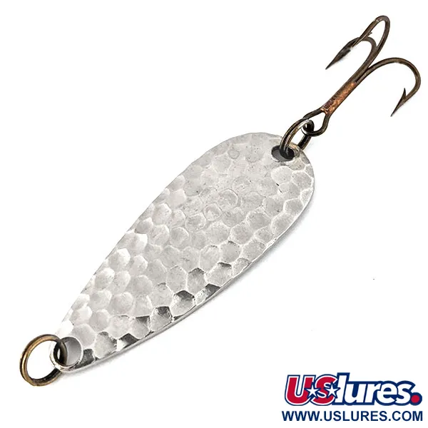 Vintage   Atlantic Lures Sparkling Gem-Spoon, 3/16oz Hammered Nickel fishing spoon #13917