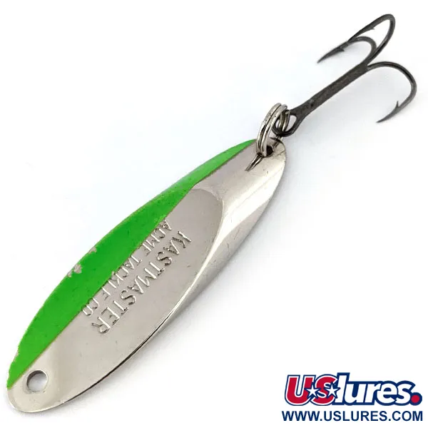 Vintage  Acme Kastmaster, 3/4oz Nickel / Green fishing spoon #13924
