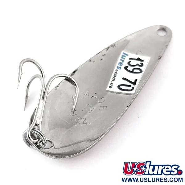 Vintage   Worth Chippewa Steel Spoon UV, 1/3oz Pink / White / Nickel fishing spoon #13970