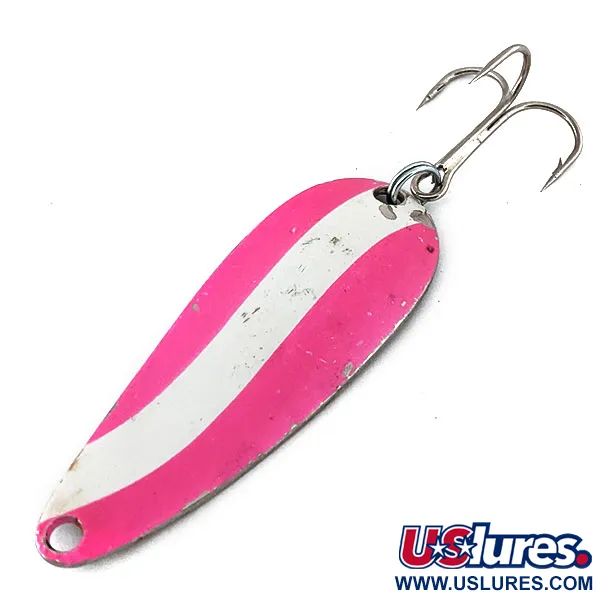 Vintage   Worth Chippewa Steel Spoon UV, 1/3oz Pink / White / Nickel fishing spoon #13970