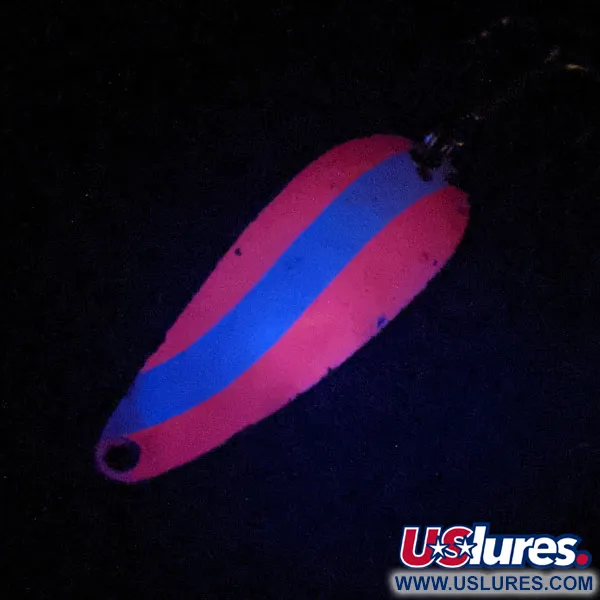 Vintage   Worth Chippewa Steel Spoon UV, 1/3oz Pink / White / Nickel fishing spoon #13970