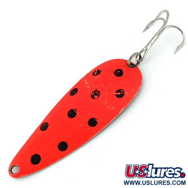 Vintage   Worth Chippewa Steel Spoon , 1/2oz Red / Black / Nickel fishing spoon #13972