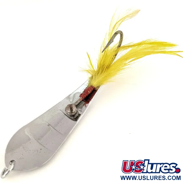 Vintage  Luhr Jensen Reflecto #4, 3/5oz Nickel / Yellow fishing spoon #13994