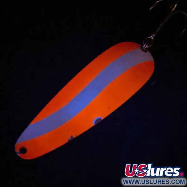 Vintage   ​Worth Chippewa Steel Spoon UV, 1 1/4oz Fluorescent Pink / White / Nickel fishing spoon #14017