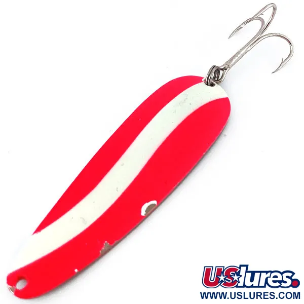 Vintage   ​Worth Chippewa Steel Spoon UV, 1 1/4oz Fluorescent Pink / White / Nickel fishing spoon #14017