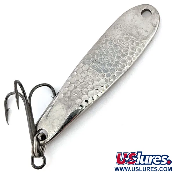 Vintage   Hopkins Shorty 75 Jig Lure, 3/4oz Hammered Nickel fishing spoon #14018