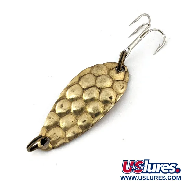 Vintage   Acme Little Cleo bubbles , 1/8oz Hammered Brass fishing spoon #14029