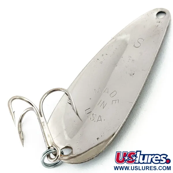 Vintage   Worth Chippewa Steel Spoon, 1/3oz Black / White / Nickel fishing spoon #14073