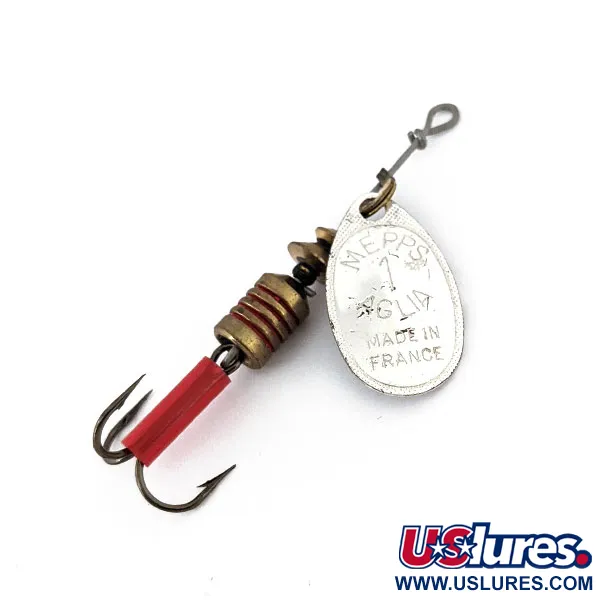 Vintage   Mepps Aglia 1, 1/8oz Silver spinning lure #14124
