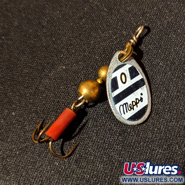 Vintage   Mepps Aglia 0, 3/32oz Black / White / Silver spinning lure #14127