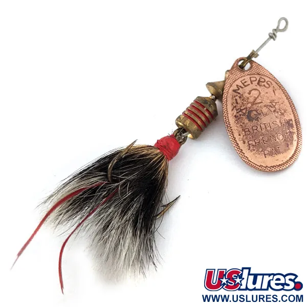 Vintage   Vintage Mepps Aglia 2 dressed 1970s (squirrel tail), 3/16oz Copper spinning lure #14129