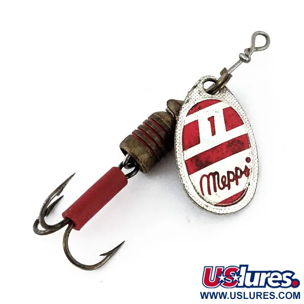 Vintage   Vintage Mepps Aglia 1 (early 1970s), 1/8oz Red / White / Silver spinning lure #14130