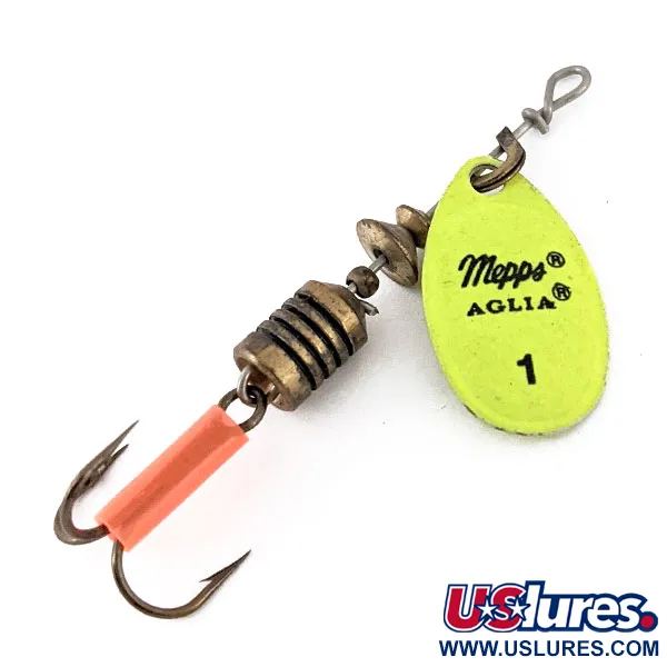 Vintage   Mepps Aglia 1 UV, 1/8oz Chartreuse spinning lure #14131
