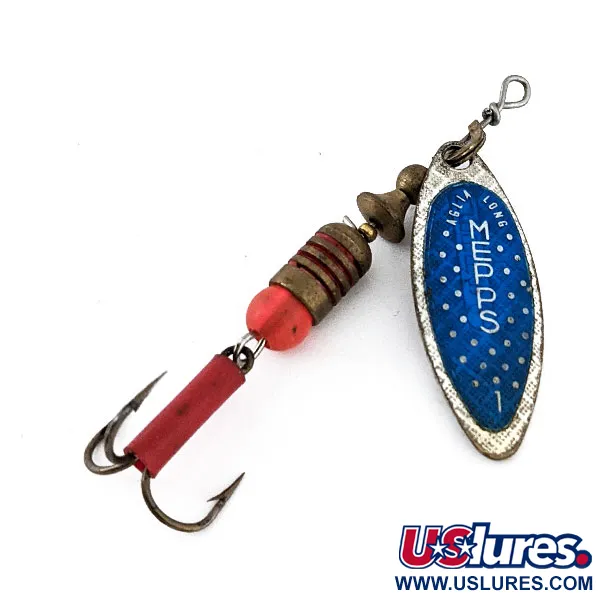 Vintage   Mepps Aglia Long 1, 3/16oz Blue / Silver spinning lure #14142