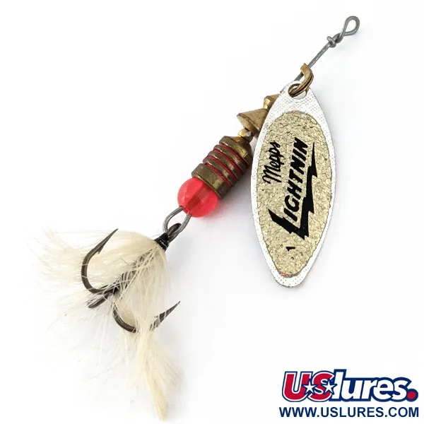 Vintage   Mepps Aglia Long 1, 3/16oz Gold / Silver spinning lure #14144