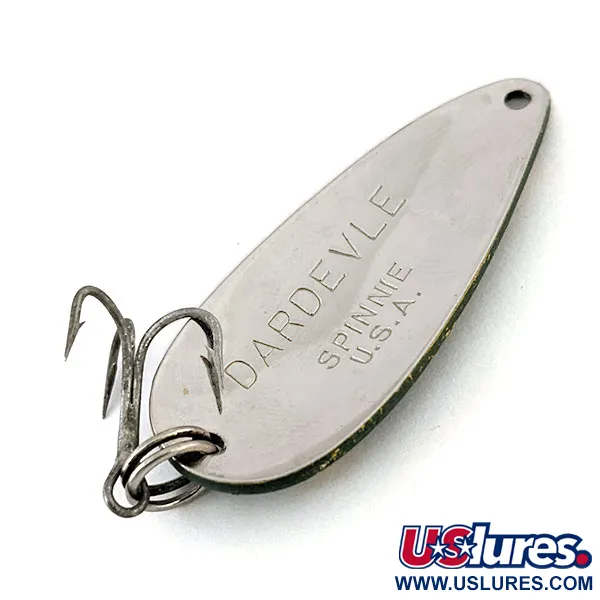 Vintage  Eppinger Dardevle Spinnie, 1/3oz Frog / Nickel fishing spoon #14148