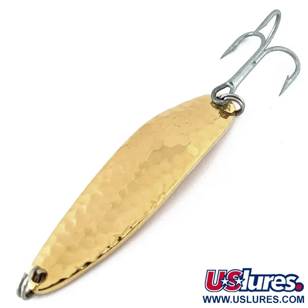 Vintage   Worth Spoon , 2/3oz Hammered Gold fishing spoon #14154