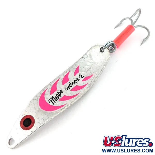 Vintage   Mepps Syclops 2, 3/5oz Silver / Pink fishing spoon #14156