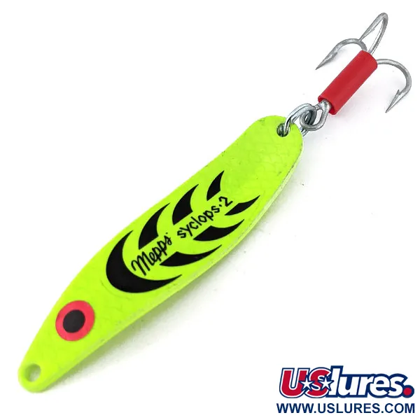 Vintage   Mepps Syclops 2 UV, 3/5oz Chartreuse fishing spoon #14159