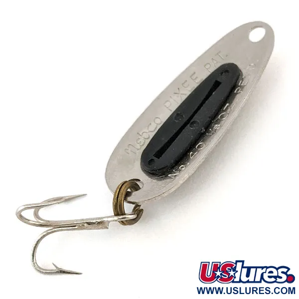 Vintage   ​Nebco Pixee , 1/8oz Hammered Nickel / Black fishing spoon #14160