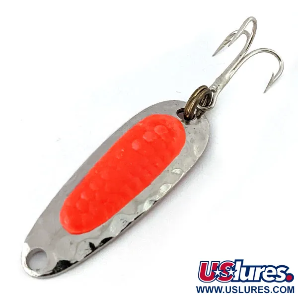 Vintage   ​Nebco Pixee , 1/8oz Hammered Nickel / Pink fishing spoon #14161