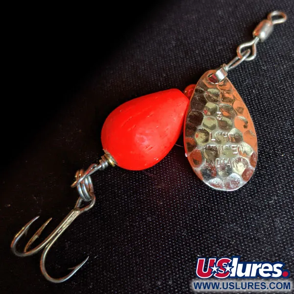 Vintage   Luhr Jensen Cherry Bobber, 1/16oz Hammered Nickel / Red spinning lure #14165