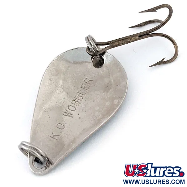 Vintage  Acme K.O. Wobbler , 1/4oz Nickel / Blue fishing spoon #14177