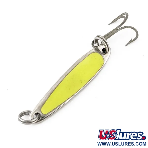 Vintage   Bay de Noc Swedish pimple 3, 3/16oz Nickel / Green fishing spoon #14191