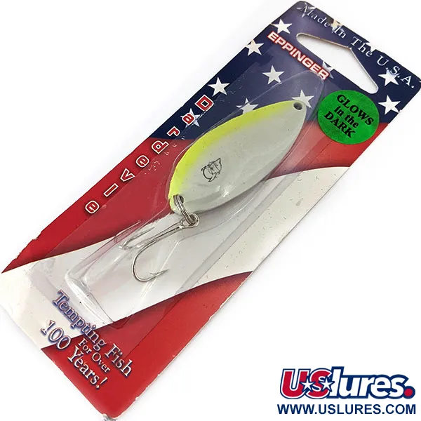  Eppinger Dardevle Devle Dog Glow, 1/2oz White / Chartreuse fishing spoon #14215