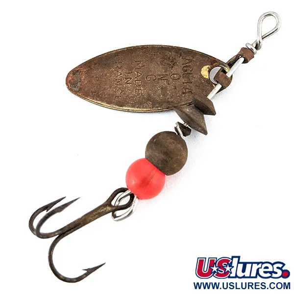 Vintage   Mepps Aglia Long 0, 3/32oz Red / Bronze (Brass) spinning lure #14224