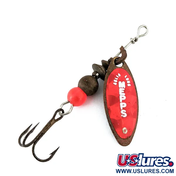 Vintage   Mepps Aglia Long 0, 3/32oz Red / Bronze (Brass) spinning lure #14224