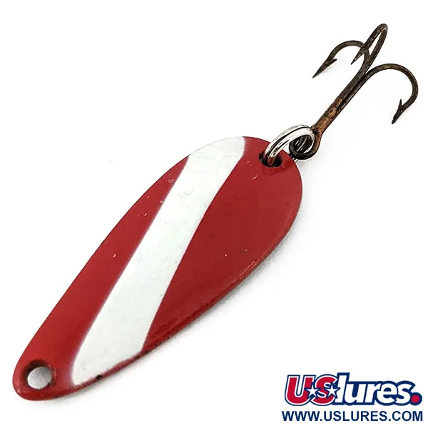 Vintage  Acme Wonderlure, 1/4oz Red / White / Nickel fishing spoon #14229