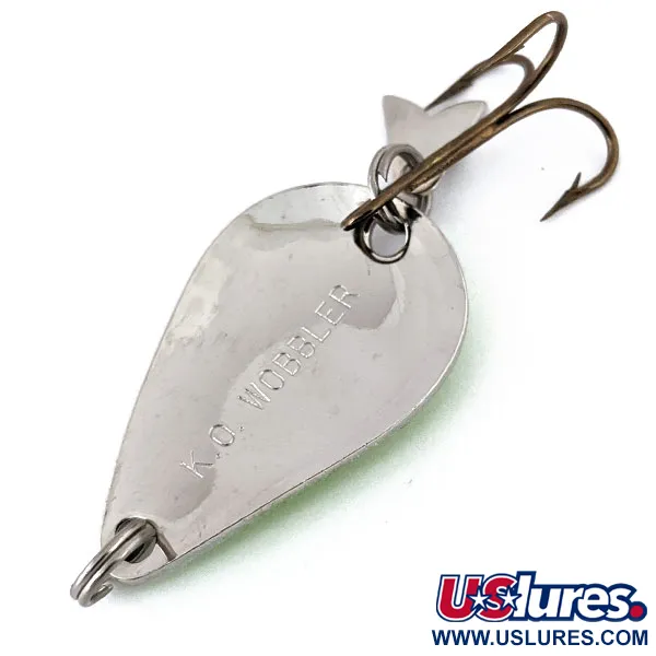 Vintage  Acme K.O. Wobbler , 1/4oz Nickel / Green fishing spoon #14230