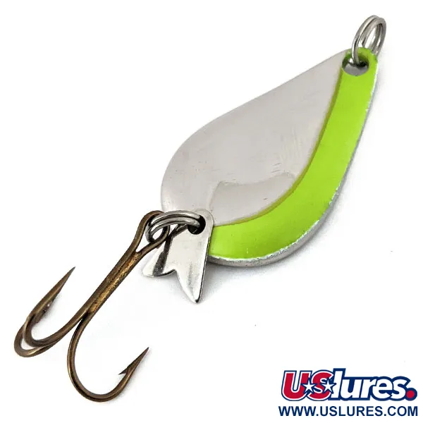 Vintage  Acme K.O. Wobbler , 1/4oz Nickel / Green fishing spoon #14230