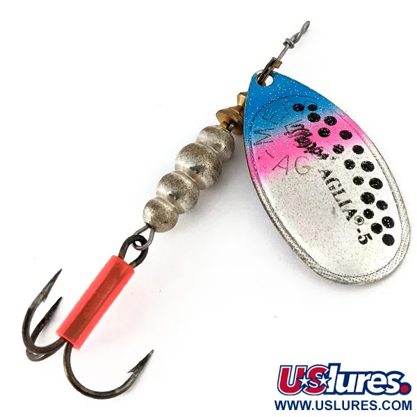Vintage   Mepps Aglia 5, 1/2oz Silver / Rainbow Trout spinning lure #14248