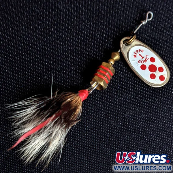 Vintage   Mepps Comet 1 Dressed (squirrel tail), 1/8oz White / Silver spinning lure #14256