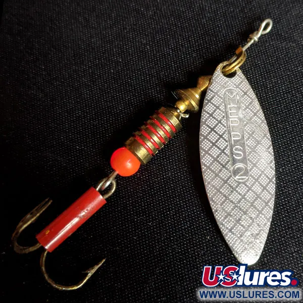 Vintage   Mepps Aglia Long 2, 1/4oz Silver spinning lure #14257