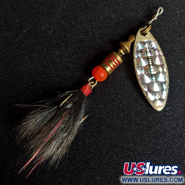 Vintage   Mepps Aglia Long 1 Dressed (squirrel tail), 3/16oz Silver spinning lure #14258