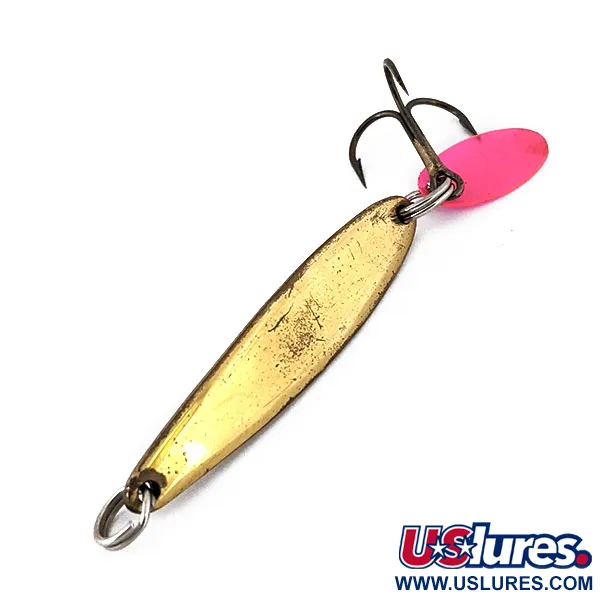 Vintage   Bay de Noc Swedish pimple (rattle), 1/4oz Gold fishing spoon #14271