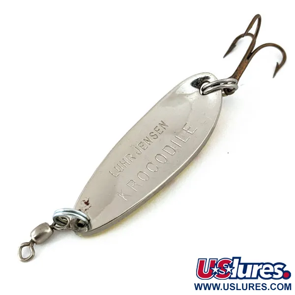 Vintage  Luhr Jensen Krocodile, 1/3oz Yellow / Red / Nickel fishing spoon #14296