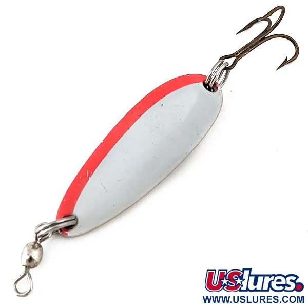 Vintage  Luhr Jensen Krocodile, 1/3oz White / Red / Gold fishing spoon #14297