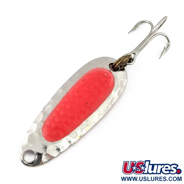 Vintage   ​Nebco Pixee, 1/8oz Hammered Nickel / Pink fishing spoon #14365
