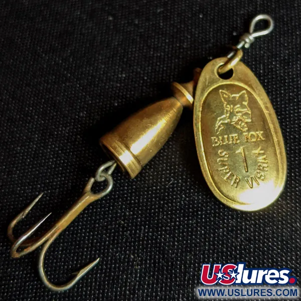 Vintage   Blue Fox Vibrax 1, 1/8oz Gold spinning lure #14329