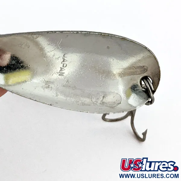 Vintage   Moriyama, 1/4oz Green / Yellow / Nickel fishing spoon #14330