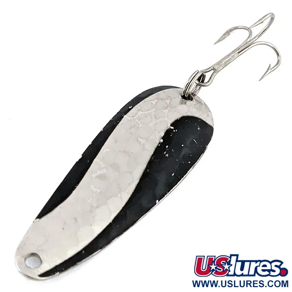 Vintage  Aeroplane Spinner Aero, 1/3oz Hammered Nickel / Black fishing spoon #14331