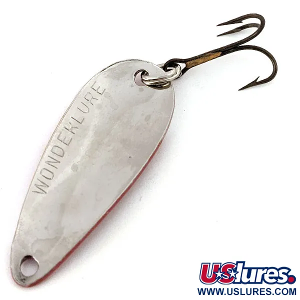 Vintage  Acme Wonderlure, 1/4oz Red / White / Nickel fishing spoon #14333