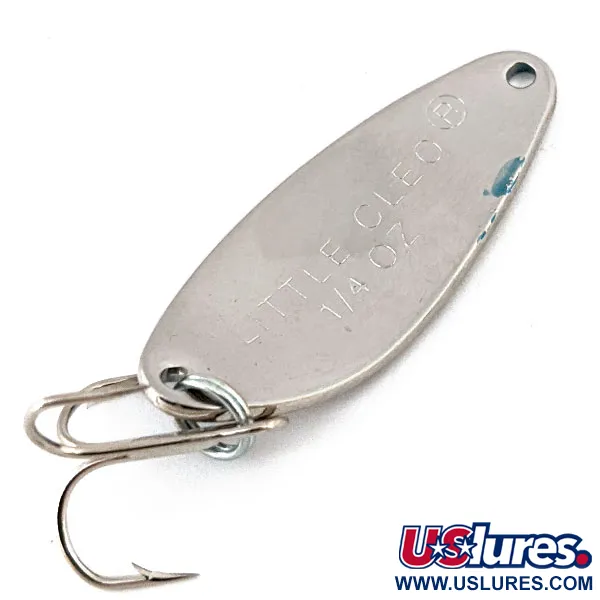 Vintage   Little Cleo Seneca, 1/4oz Nickel / Blue fishing spoon #14336